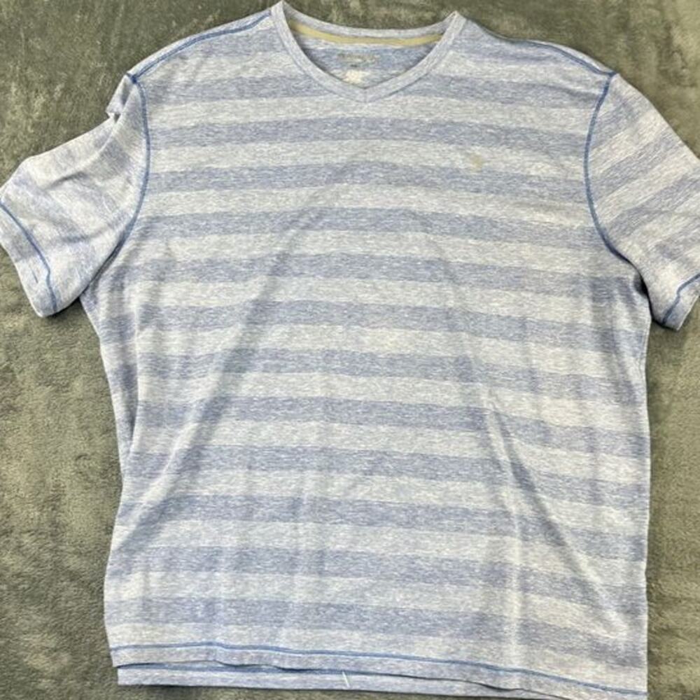 Reel Legends Men's Blue Gray Striped Performance Shirt XXL Fishing Athletic